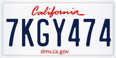 CA license plate 7KGY474