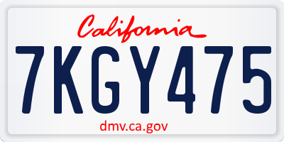 CA license plate 7KGY475