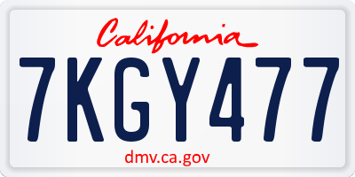 CA license plate 7KGY477
