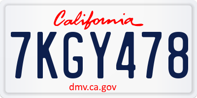 CA license plate 7KGY478