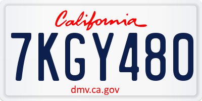 CA license plate 7KGY480