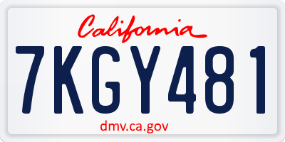CA license plate 7KGY481