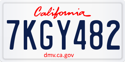 CA license plate 7KGY482