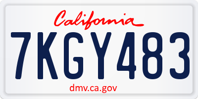 CA license plate 7KGY483