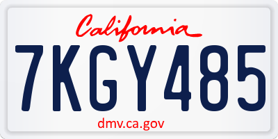 CA license plate 7KGY485