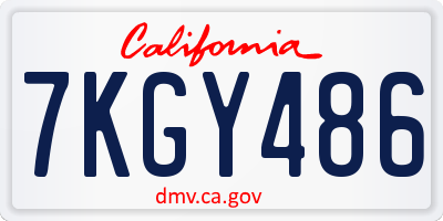 CA license plate 7KGY486