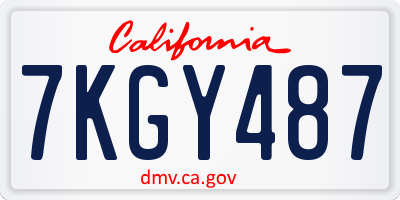 CA license plate 7KGY487