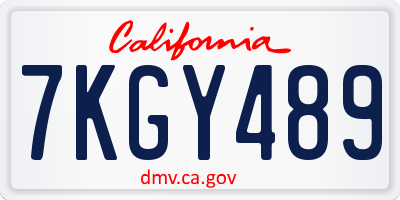CA license plate 7KGY489