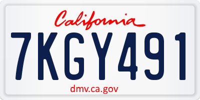 CA license plate 7KGY491