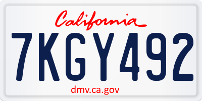 CA license plate 7KGY492