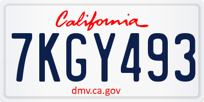 CA license plate 7KGY493