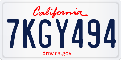 CA license plate 7KGY494