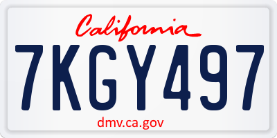 CA license plate 7KGY497