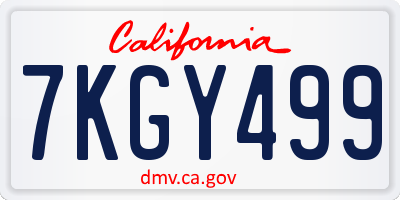 CA license plate 7KGY499
