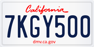 CA license plate 7KGY500