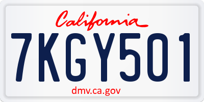 CA license plate 7KGY501