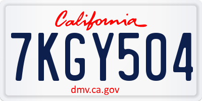 CA license plate 7KGY504