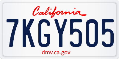CA license plate 7KGY505