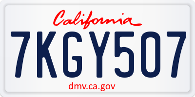 CA license plate 7KGY507