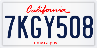 CA license plate 7KGY508