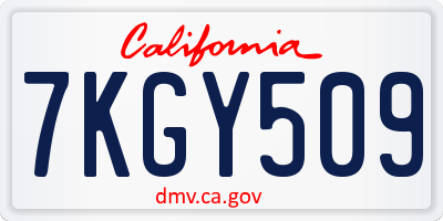 CA license plate 7KGY509