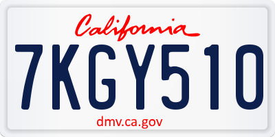 CA license plate 7KGY510