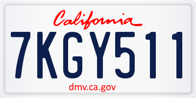 CA license plate 7KGY511