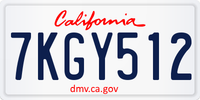CA license plate 7KGY512
