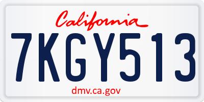 CA license plate 7KGY513