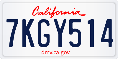 CA license plate 7KGY514