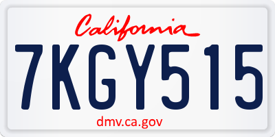 CA license plate 7KGY515