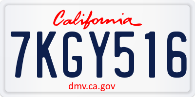 CA license plate 7KGY516