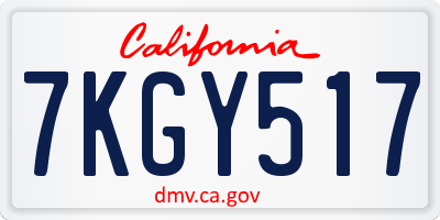 CA license plate 7KGY517