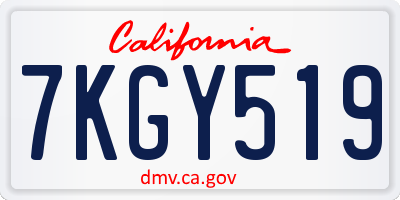 CA license plate 7KGY519
