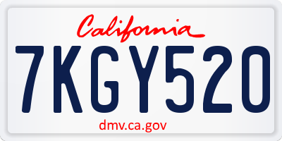 CA license plate 7KGY520