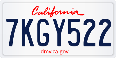 CA license plate 7KGY522