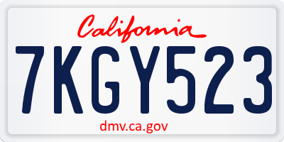 CA license plate 7KGY523