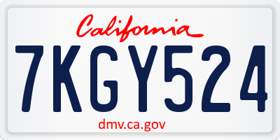 CA license plate 7KGY524