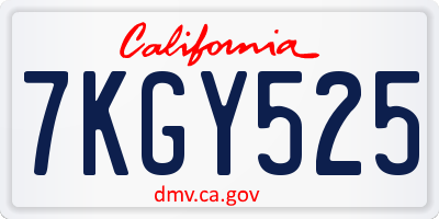 CA license plate 7KGY525