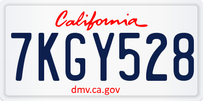 CA license plate 7KGY528