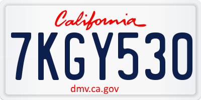 CA license plate 7KGY530