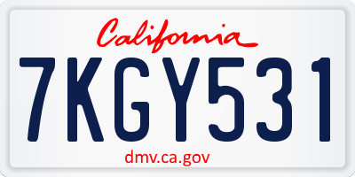 CA license plate 7KGY531