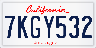 CA license plate 7KGY532