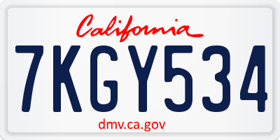 CA license plate 7KGY534
