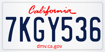 CA license plate 7KGY536