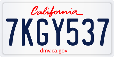 CA license plate 7KGY537