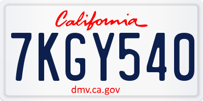 CA license plate 7KGY540