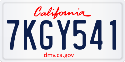 CA license plate 7KGY541