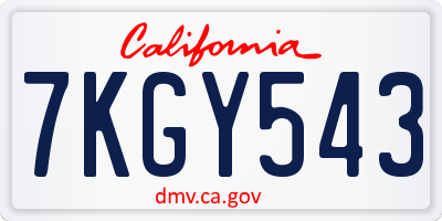 CA license plate 7KGY543