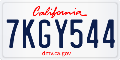 CA license plate 7KGY544